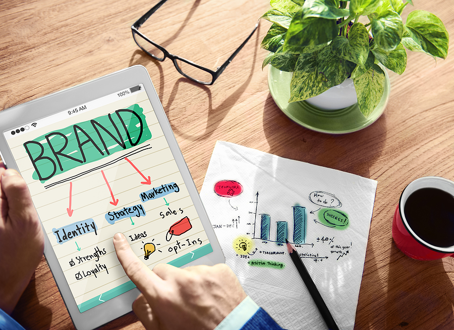 Digital online brand marketing concept showing AI-powered strategies for reaching customers across digital channels.